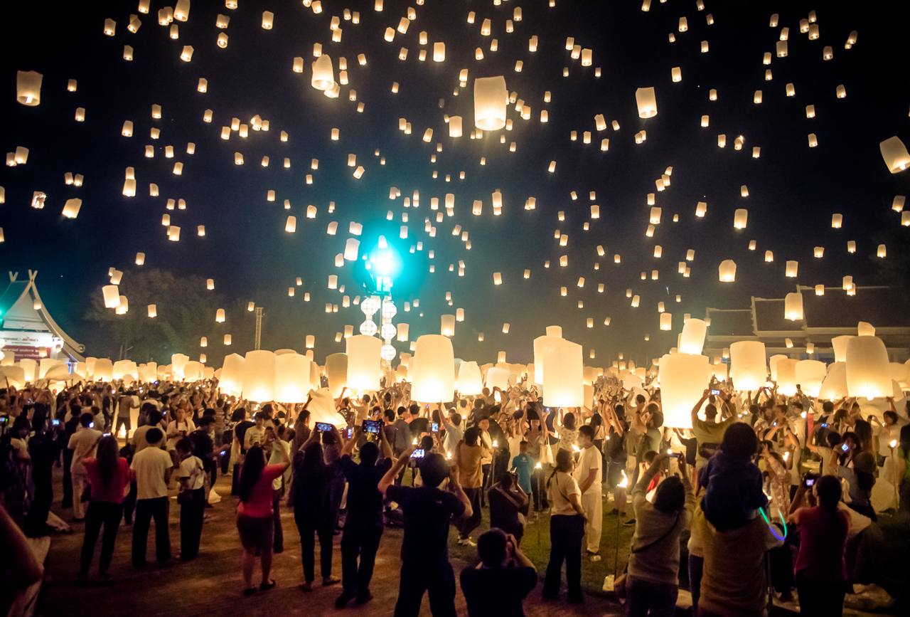 Sky lanterns over Chiang Mai